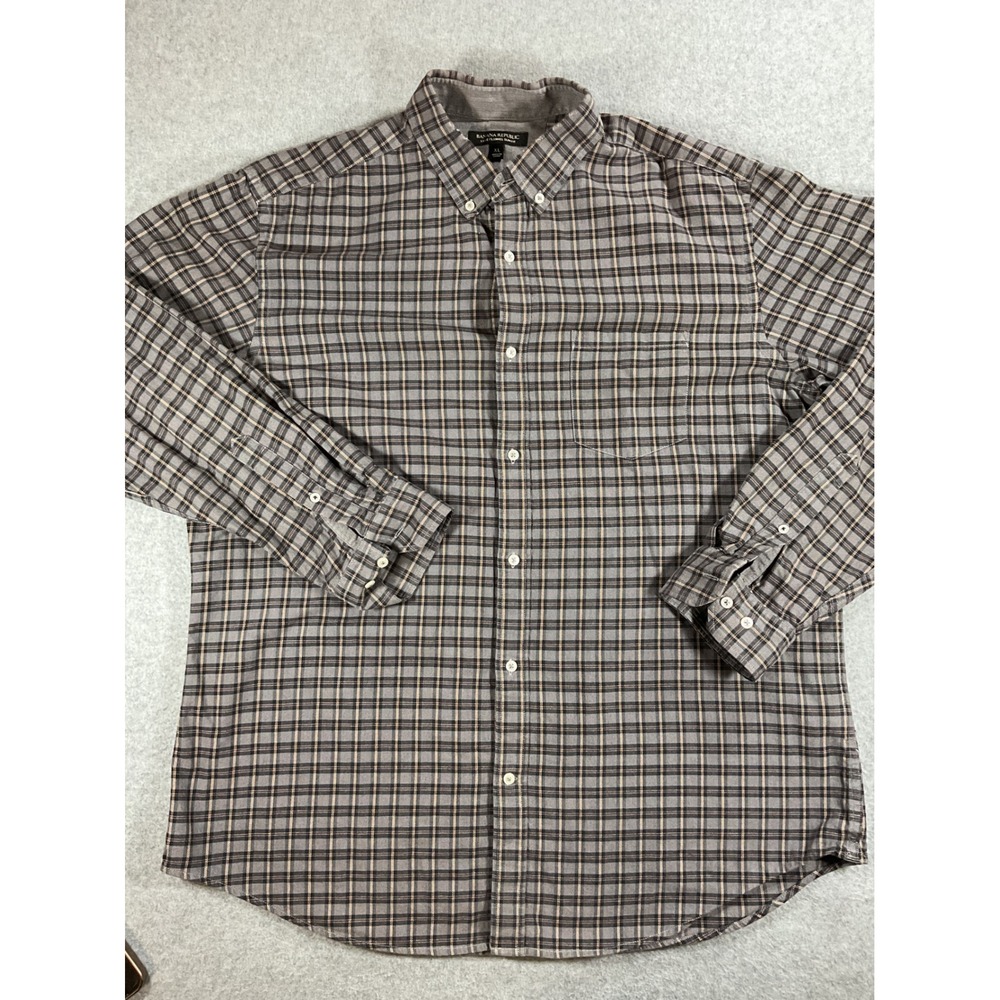 Banana Republic Luxe Flannel Slim Fit Shirt Mens XL Plaid Button Down 1714